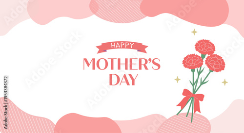 母の日バナーイラスト　カーネーションのイラスト　シンプル かわいい 