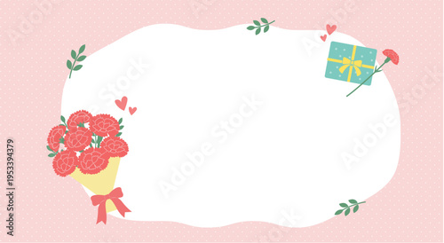 母の日バナーイラスト　カーネーションのイラスト　シンプル かわいい 