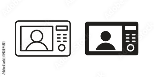 Intercom icon symbols, Solid black and editable stroke icons