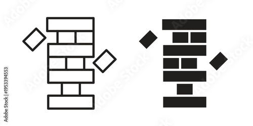 Jenga icon symbols, Solid black and editable stroke icons