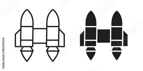 Jetpack icon symbols, Solid black and editable stroke icons