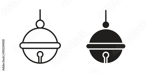 Jingle bell icon symbols, Solid black and editable stroke icons