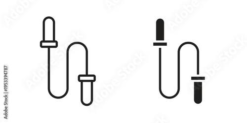 Jump rope icon symbols, Solid black and editable stroke icons