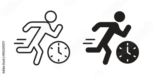 Late icon symbols, Solid black and editable stroke icons