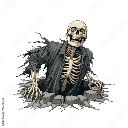 Zombie Skull Rises from Asphalt Manhole