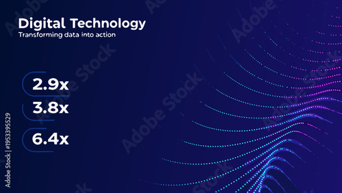 Digital technology background with data visualization and numerical values