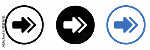 Arrow Right Icons Set – Forward Direction Navigation Symbol Collection Vector