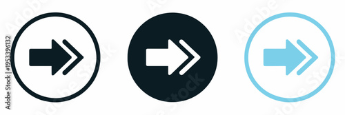 Arrow Right Icons Set – Forward Direction Navigation Symbol Collection Vector