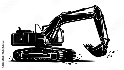 Heavy Construction Excavator Machine Silhouette