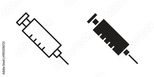 Needle icon symbols, Solid black and editable stroke icons