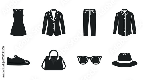 Fashion Clothing Vector Icons for Apparel and Accessories Design