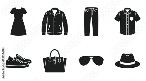 Fashion Clothing Vector Icons for Apparel and Accessories Design