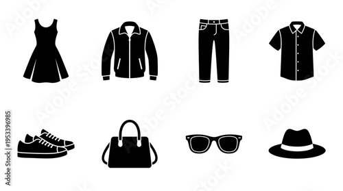 Fashion Clothing Vector Icons for Apparel and Accessories Design
