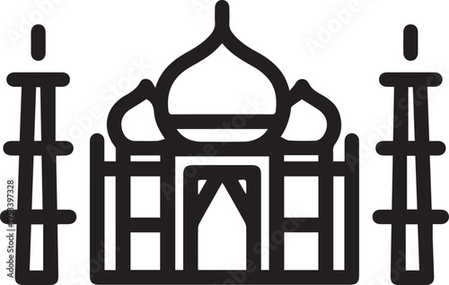 Minimalist line art illustration of the historic Taj Mahal landmark.