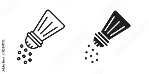 Pepper shaker icon symbols, Solid black and editable stroke icons