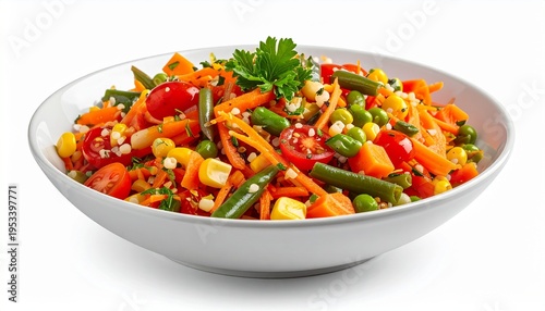 cooked sweet yellow corn salad with mixed colorful healthy vegetables