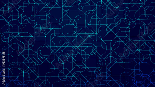 Abstract network of glowing blue lines on a dark navy background