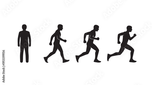 Set of 4 running man silhouettes vector