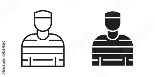 Prisoner icon symbols, Solid black and editable stroke icons