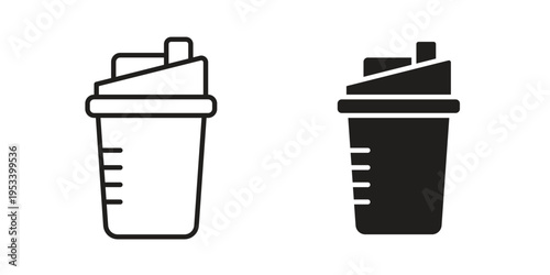 Protein shake icon symbols, Solid black and editable stroke icons