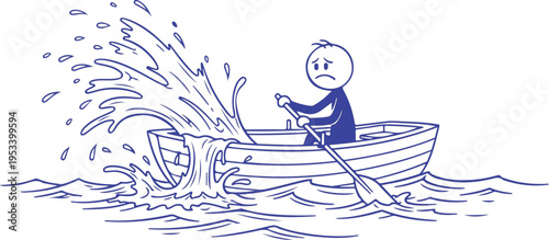 Overwhelmed businessman at cluttered desk with paperwork and coffee cup office