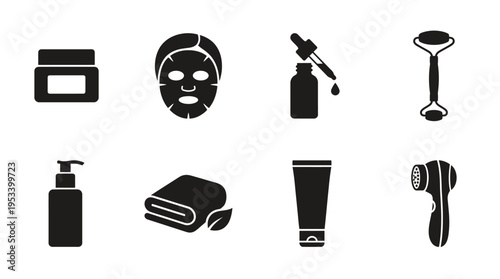 Cosmetics Icons: Black and White Beauty Labels for Retail Design