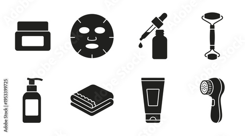 Cosmetics Icons: Black and White Beauty Labels for Retail Design