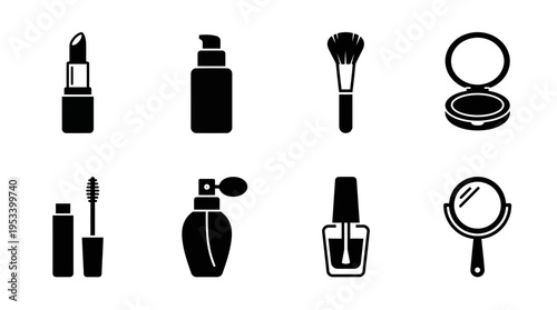 Cosmetics Icons: Black and White Beauty Labels for Retail Design