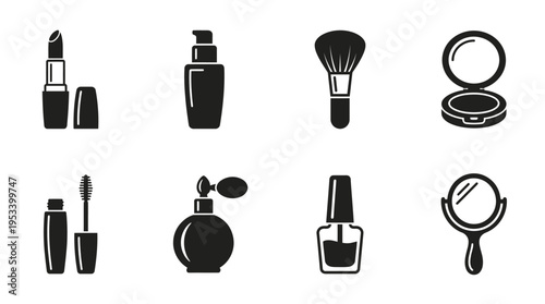 Cosmetics Icons: Black and White Beauty Labels for Retail Design