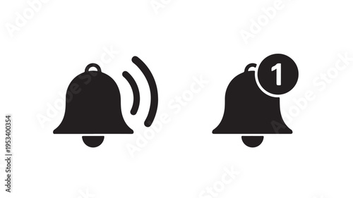 Set of 2 notification bell icons vector