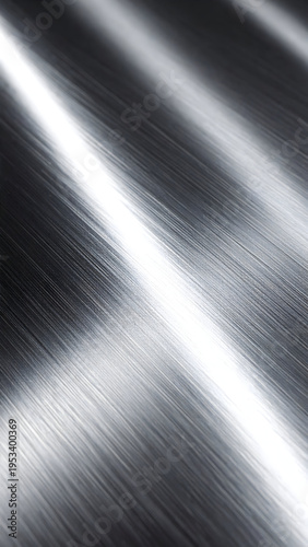Brushed metal texture with diagonal light reflections and sleek lines, delivering a modern industrial aesthetic ideal for technology, automotive, and abstract backgrounds.