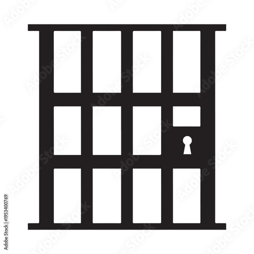 A jail cell door or gate. silhouette