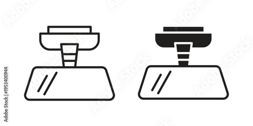 Rear mirror icon symbols, Solid black and editable stroke icons