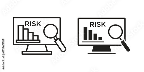 Risk analysis icon symbols, Solid black and editable stroke icons