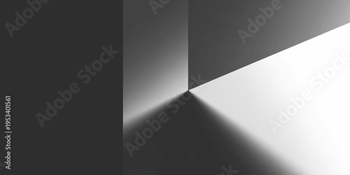Abstract grayscale image showing a three-dimensional corner with gradual light and shadow