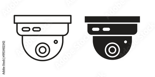 Security camera icon symbols, Solid black and editable stroke icons