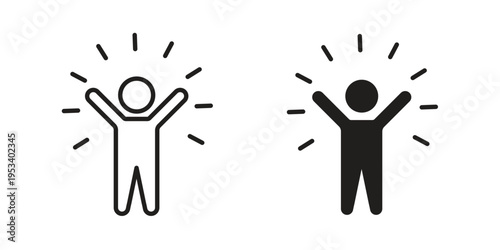 Self confidence icon symbols, Solid black and editable stroke icons