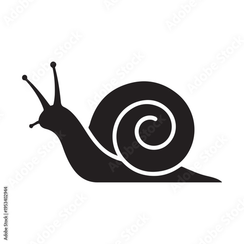 Simple black snail icon design illustration.