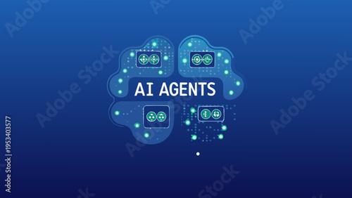 Ai agents concept interconnected digital brains with data points