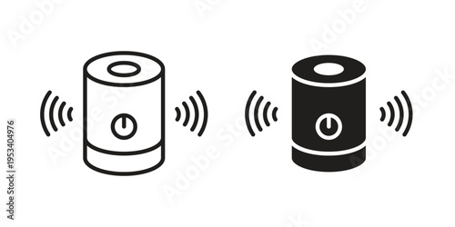 Smart speaker icon symbols, Solid black and editable stroke icons