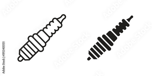 Spark plug icon symbols, Solid black and editable stroke icons