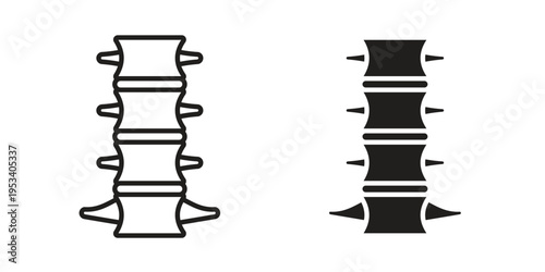 Spinal column icon symbols, Solid black and editable stroke icons