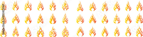 A blurry image of multiple rows of golden yellow and orange abstract shapes on a white background