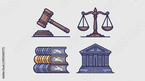 Justice and law concept with gavel scales books and courthouse symbolizing legal system and justice delivery