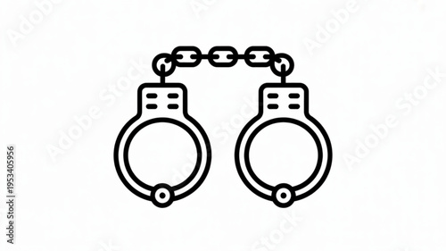 Handcuffs with chain on white background symbolizing law enforcement and security measures