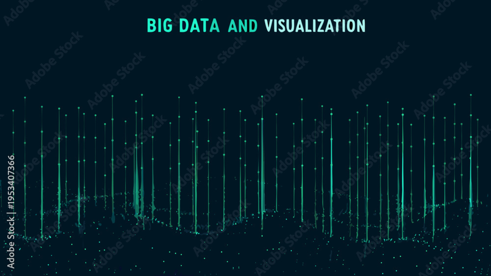 Obraz premium Abstract big data visualization with glowing lines and particle effects
