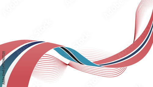 赤と青のリボン状ウェーブラインが交差するダイナミックな抽象背景・スピード感と流れを表現したモダンデザイン素材