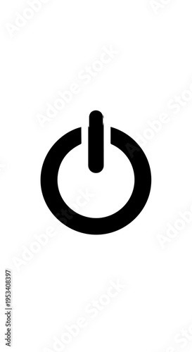 Close up of a universal power button symbol on a white background.