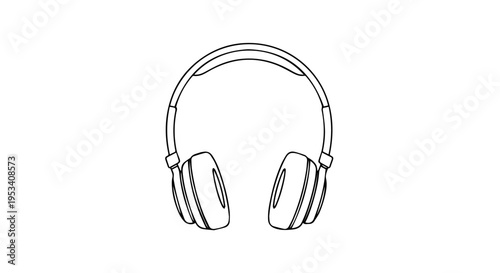 Minimalistic over-ear headset illustration highlighting modern audio technology and portable listening gear.