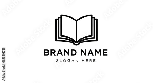 Open Book Logo Design Simple Minimalist Icon.